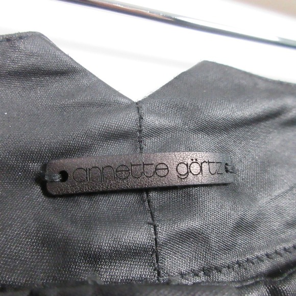 Annette Gortz Waxed Pants Women 36 US 6 Black Drawstring Pocket Zip Designer 314 - Picture 3 of 15